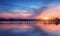 Mountain lake with moonrise at night. Night landscape