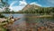 Mountain lake panorama. Amazing view of Hridsko lake in Prokletije national park, Montenegro. Lake Hrid is the highest