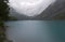 Mountain lake on a rainy day. Altai, Russia.