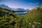 Mountain Lake Reflecting Iconic Mont-Blanc Snowy Peaks on a Sunny Day