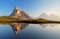 Mountain lake reflection, Dolomites, Passo Giau