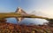 Mountain lake reflection, Dolomites, Passo Giau