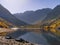 Mountain lake scenery in the Northern California with autumn foliage