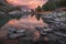 Mountain Lake Sunset Coast With Pine Forest And Rocks, Altai Mountains Highland Nature Autumn Landscape Photo