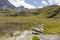 Mountain Lake in the valley of Engadin, Graubunden, Switzerland