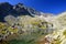 Mountain lake Velke Spisske pleso with mount Ladovy stit in Mala Studena Dolina, Tatra Mountains, Slovakia.