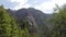 Mountain land of Bhutan with vegetation. Buddhist monastery