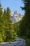 Mountain landscape along the road to Pordoi pass, Dolomites