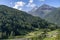 Mountain landscape along the road to Sestriere