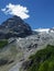 Mountain landscape along the road to Stelvio pass at summer. Glacier