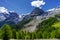 Mountain landscape along the road to Stelvio pass at summer. Glacier