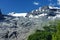 Mountain landscape along the road to Stelvio pass at summer. Glacier