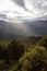 Mountain Landscape Background. Sunset Sky with Sunrays. Near Dorgali, Sardinia, Italy