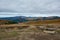 Mountain landscape in Bucegi Natural Park near Busteni, Romania. On top of a mountain range, tourist attraction