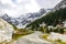 Mountain landscape. Carpathian Mountains in Romania. Cliffs nearby Transfagarasan road. Discover the world of beauty. Scenic