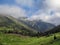 Mountain landscape with the clouds, French Pyrenees near the Pic du Canigou