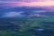 Mountain landscape at dawn,  View of the valley and mountains