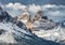 Mountain landscape in Dolomite Alps, Italy. Beautiful natural landscape in Italy mountains. Panoramic view on high rocks.