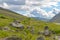 Mountain landscape with flowers. Hibiny mountains, Arctic circle, Kola peninsula, Murmansk region, Russia