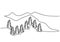 Mountain landscape, Forest theme. drawn in one line