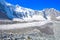 Mountain landscape with glacier and stone screes