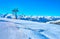 The mountain landscape with groomed piste, Schmitten mount, Zell am See, Austria