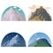 Mountain landscape hill peak. Cartoon mountain side vector landscapes.