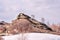 Mountain landscape. Large stones. Cloudy weather