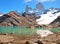 Mountain landscape with Mt Fitz Roy and Laguna de Los Tres in Los Glaciares National Park, Patagonia, Argentina, South America