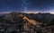 Mountain landscape with night sky and Mliky way, Slovakia Tatras from peak Slavkovsky stit