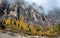 Mountain landscape of the picturesque Dolomites mountain peaks  at Passo Gardena area in South Tyrol in Italy