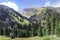 Mountain landscape in the Prohodnoye gorge in the Zailiysky Alatau