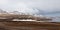 Mountain landscape and satellite dish in Ny Alesund, Svalbard is