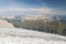 Mountain landscape. Sella Group mountains seeing from Marmolada glacier, Dolomites