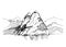 Mountain landscape sketch illustration.Vector drawing.Great for travel, hiking, tourism, trekking business promoting.