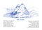 Mountain landscape sketch illustration.Vector drawing.Great for travel, hiking, tourism, trekking business promoting