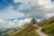 Mountain landscape with small chirch, Passo Pordoi, Dolomite Alps, Italy