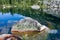 Mountain landscape. Stone on lake of artists.