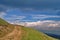 Mountain landscape and storm clouds - Baiului Mountains, landmark attraction in Romania