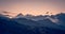 Mountain landscape at sunset.