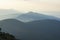 Mountain landscape in Tasmania with slight haze on the horizon