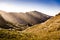 Mountain landscape of Tenerife with sunrise. Twisty road in the mountains. Village in the mountains. Masca old town. Canary