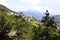 Mountain landscape with the town of Guardia, Trentino, Italy