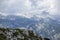 Mountain landscape with the Triglav peak on the horizon in the Julian Alps in Slovenia