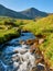 Mountain landscape on Vagar Islands, Faroe Islands