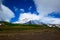 Mountain landscape: view on active Koryaksky Volcano on a sunny day. Koryaksky-Avachinsky Group of Volcanoes, Kamchatka