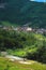 Mountain Landscape View of Farmer Village with Rice Field