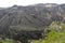 Mountain landscape view from a height of spring flowering light