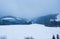 Mountain landscape, View of the ski lift. Snow-covered mountains