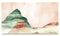 Mountain landscape watercolor painting. Natural abstract landscape background. with mountains, hills, skyline